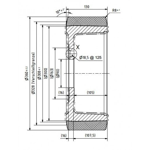 172 PD/360/130/300/090 H8 PEVODYN Drive Wheel Suitable for Still/Wagner